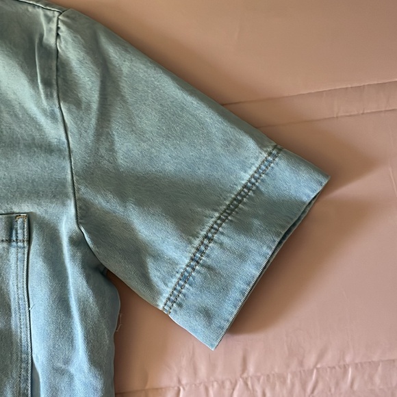 By Frankie Rhythm Mini Denim Dress is color Sky Blue - Picture 6 of 14